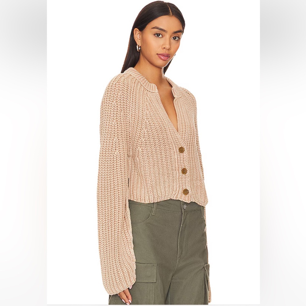 NWT Free People Cozy Sweet Nothing Tan Button-Up Cardigan Sweater Size Small - Picture 4 of 8